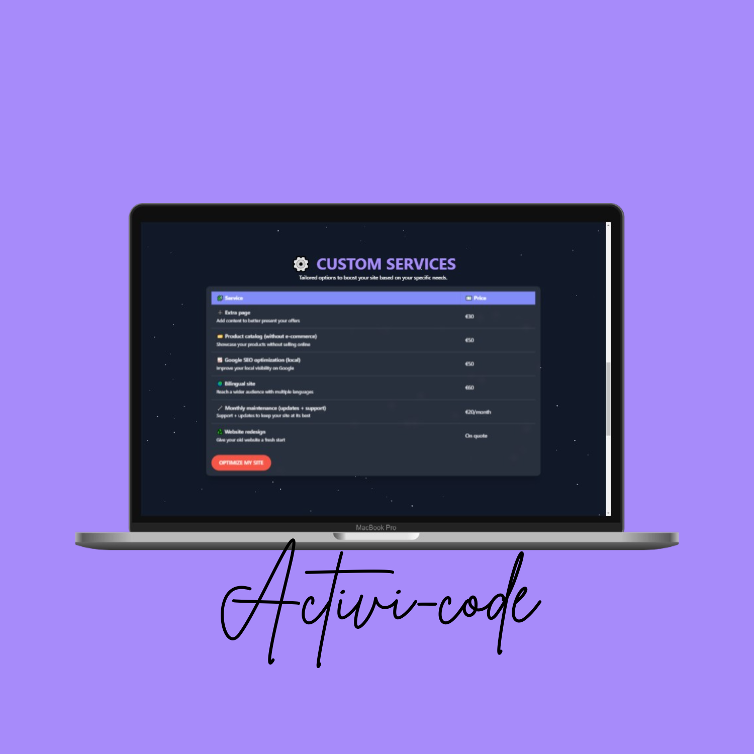 Activicode – Prestation